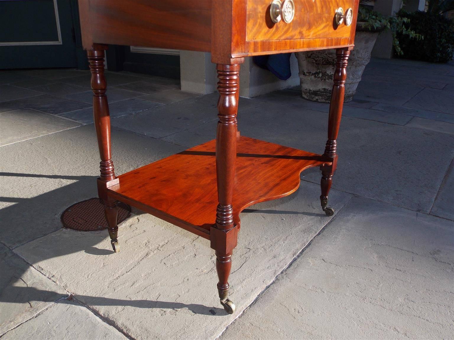 American Sheraton Mahogany Work Table with Fitted Interior Desk, Circa 1815 3