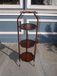 English Mahogany Scalloped Three-Tiered Folding Muffin Stand, Circa 1850