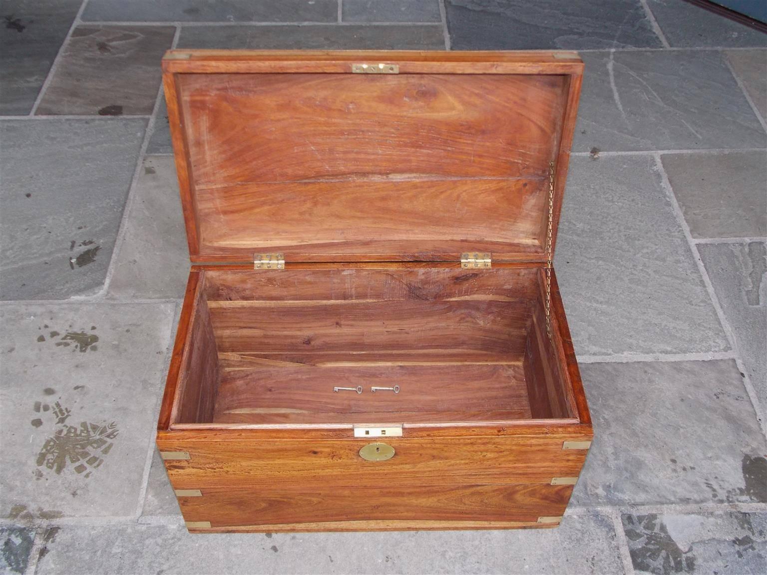 George IV English Camphor Wood Brass Mounted and Hinged Export Trunk, Circa 1830