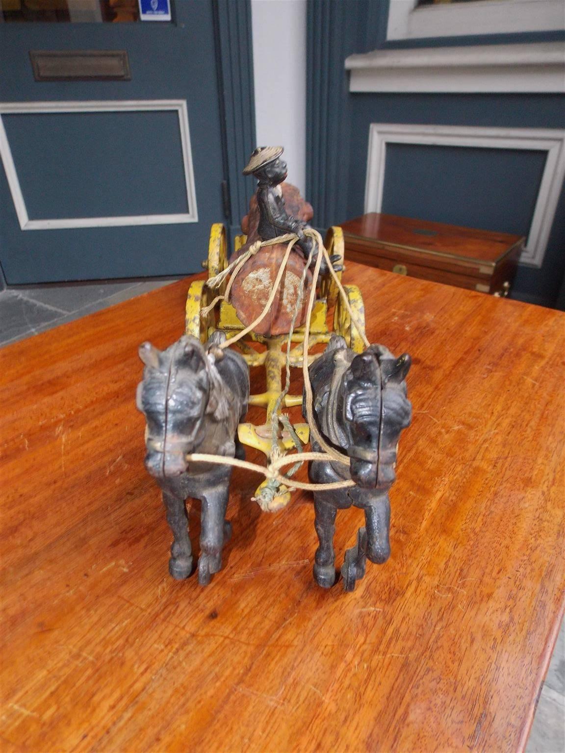 antique cast iron horse and wagon toy