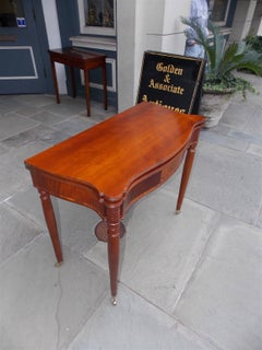 American Sheraton Cherry Serpentine Tulip Wood Inlaid Game Table, Circa 1820