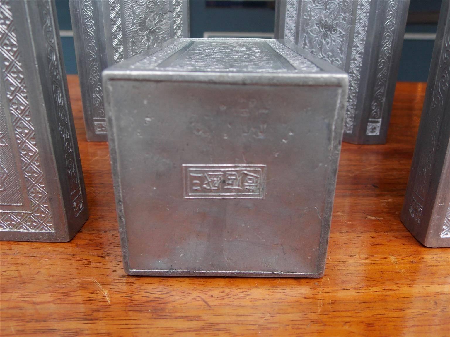 Chinese Burl Walnut Tea Caddy with Decorative Floral Pewter Bins, Circa 1810 2