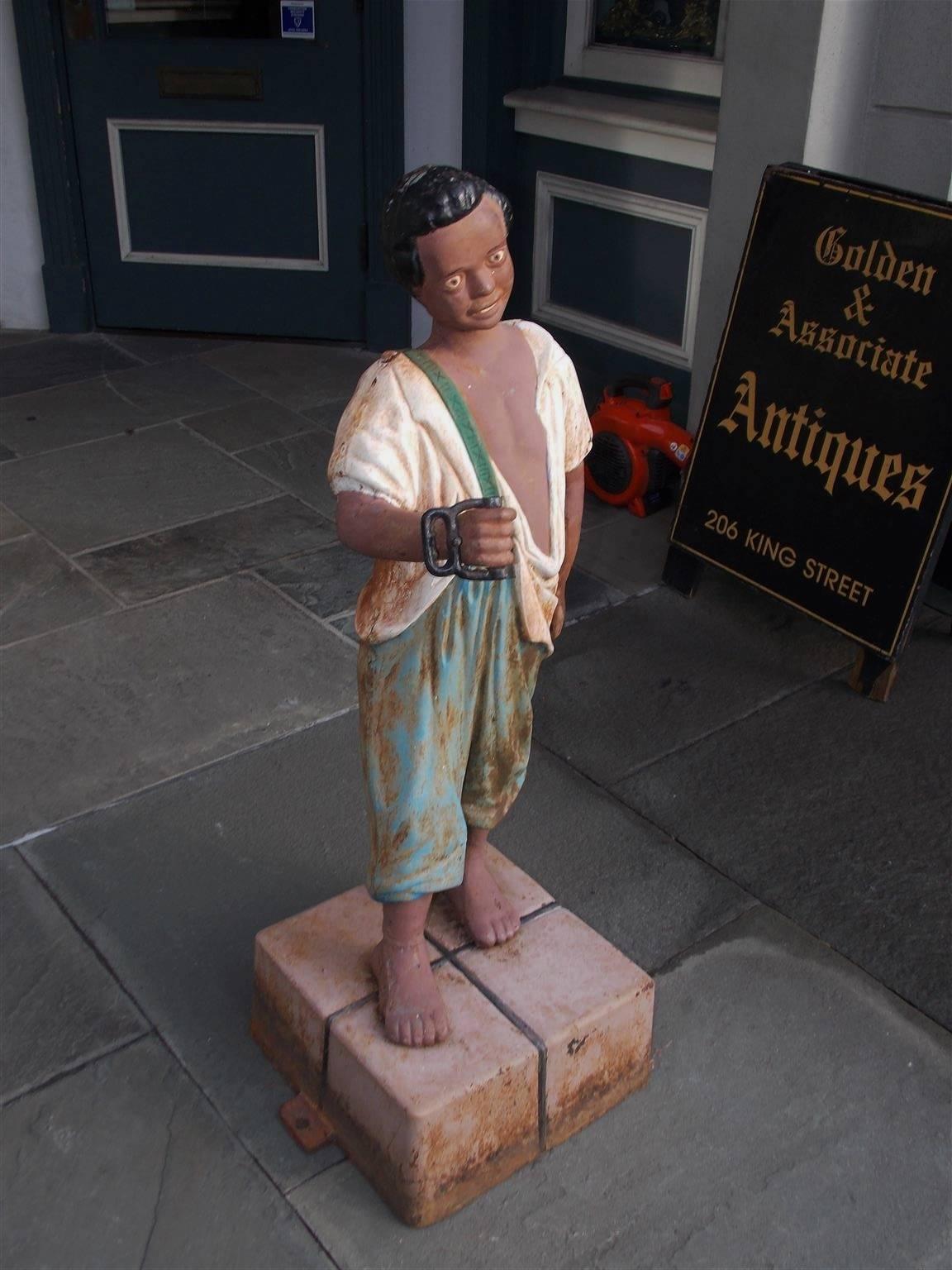 vintage black boy fishing statue