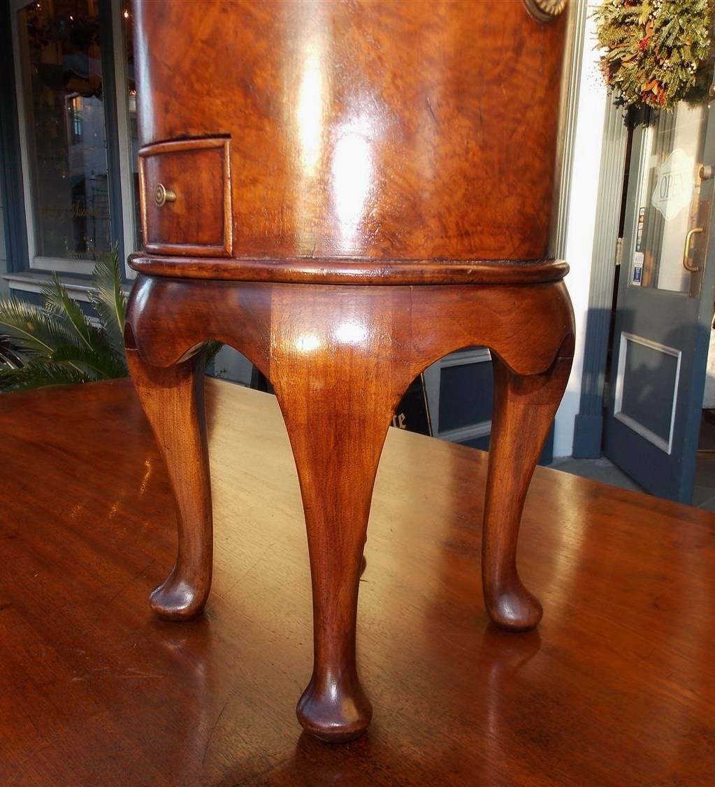 Mid-18th Century English Queen Anne Burl Walnut Lead and Copper Lined Cellarette, Circa 1750