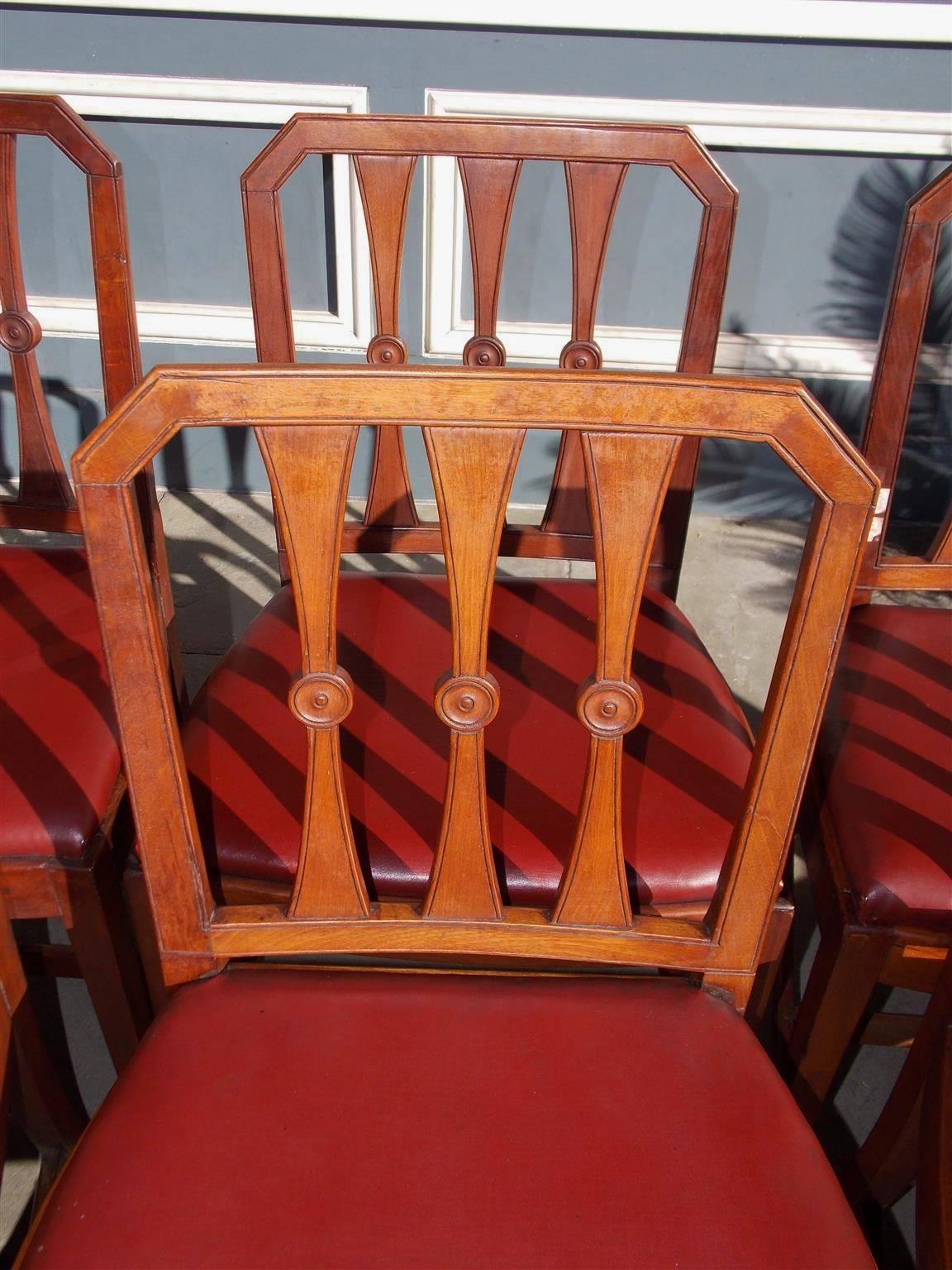 Early 19th Century Set of Ten English Regency Mahogany Dining Chairs With Leather Seats, Circa 1800 For Sale