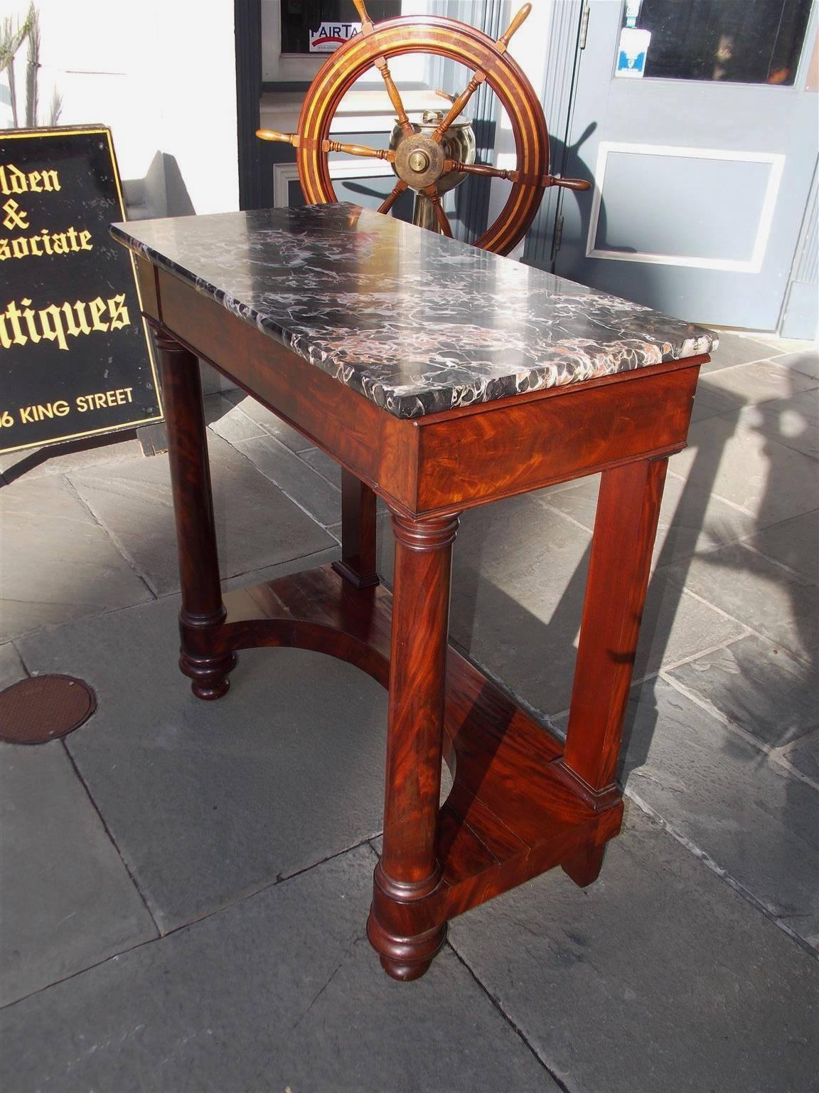 American Classsical Mahogany and Marble-Top Console, Balt, MD, Circa 1820 1