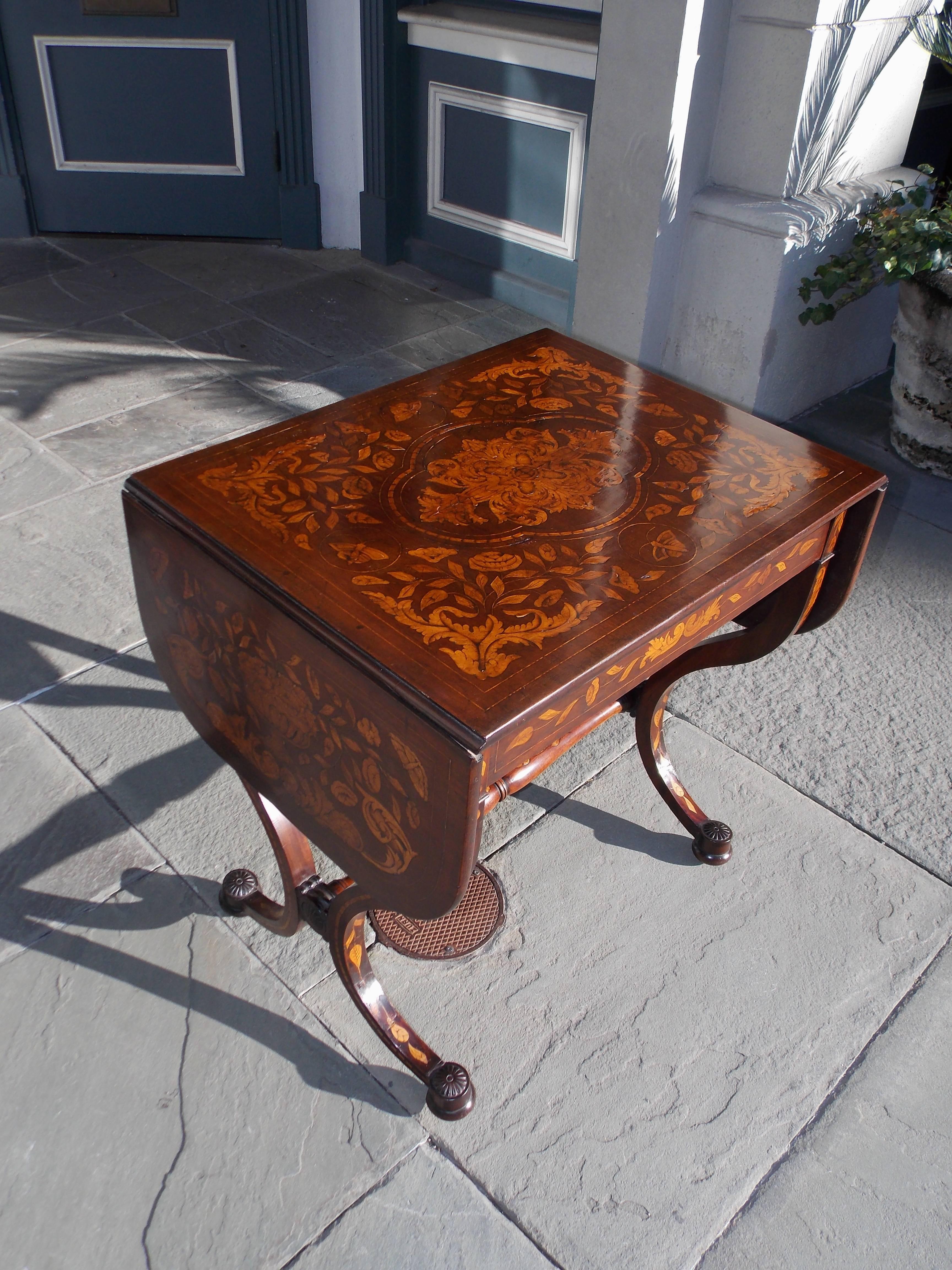 Early 19th Century Dutch Regency Kingwood Marquetry Inlaid One Drawer Library Table, Circa 1815 For Sale