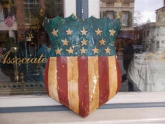 American Hand-Carved & Painted Patriotic Shield with Raised Stars, 19th Century
