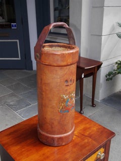 English Royal Navy Leather Gun Charge Carrier with Coat of Arms, Circa 1840