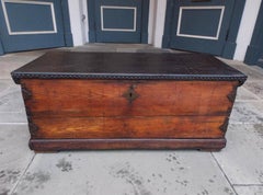 American Pine and Leather Nautical Sea Chest with Braided Rope Beckets, C. 1800