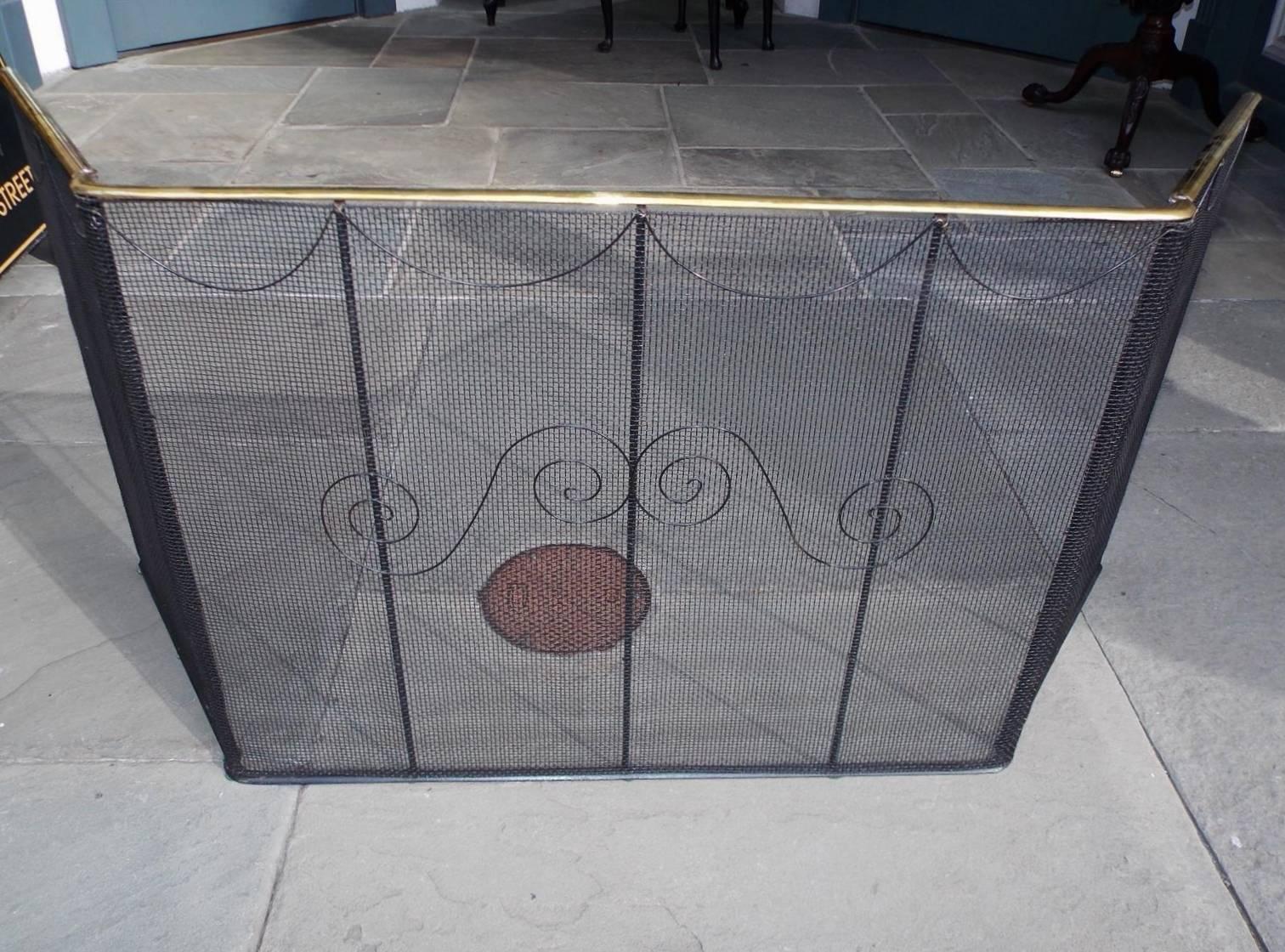 American Brass and Wire Decorative Nursery Fire Screen. Circa 1780 In Excellent Condition In Hollywood, SC