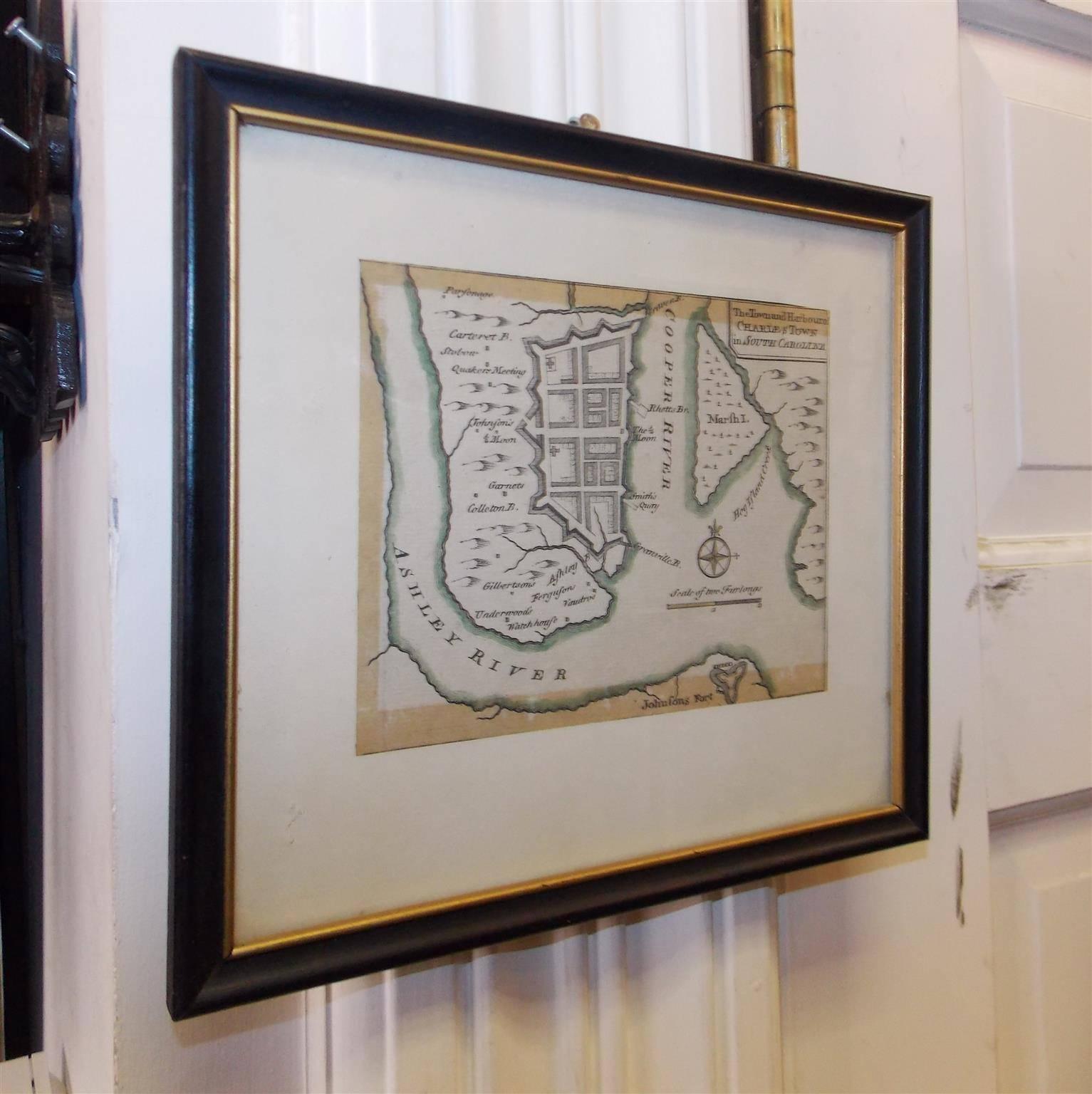 American Colonial Rare Charleston, South Carolina Engraved Map 