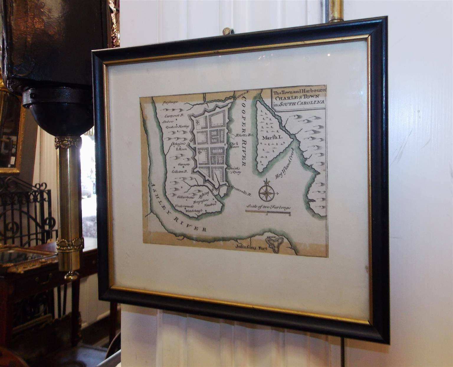 Charleston, South Carolina engraved map of 