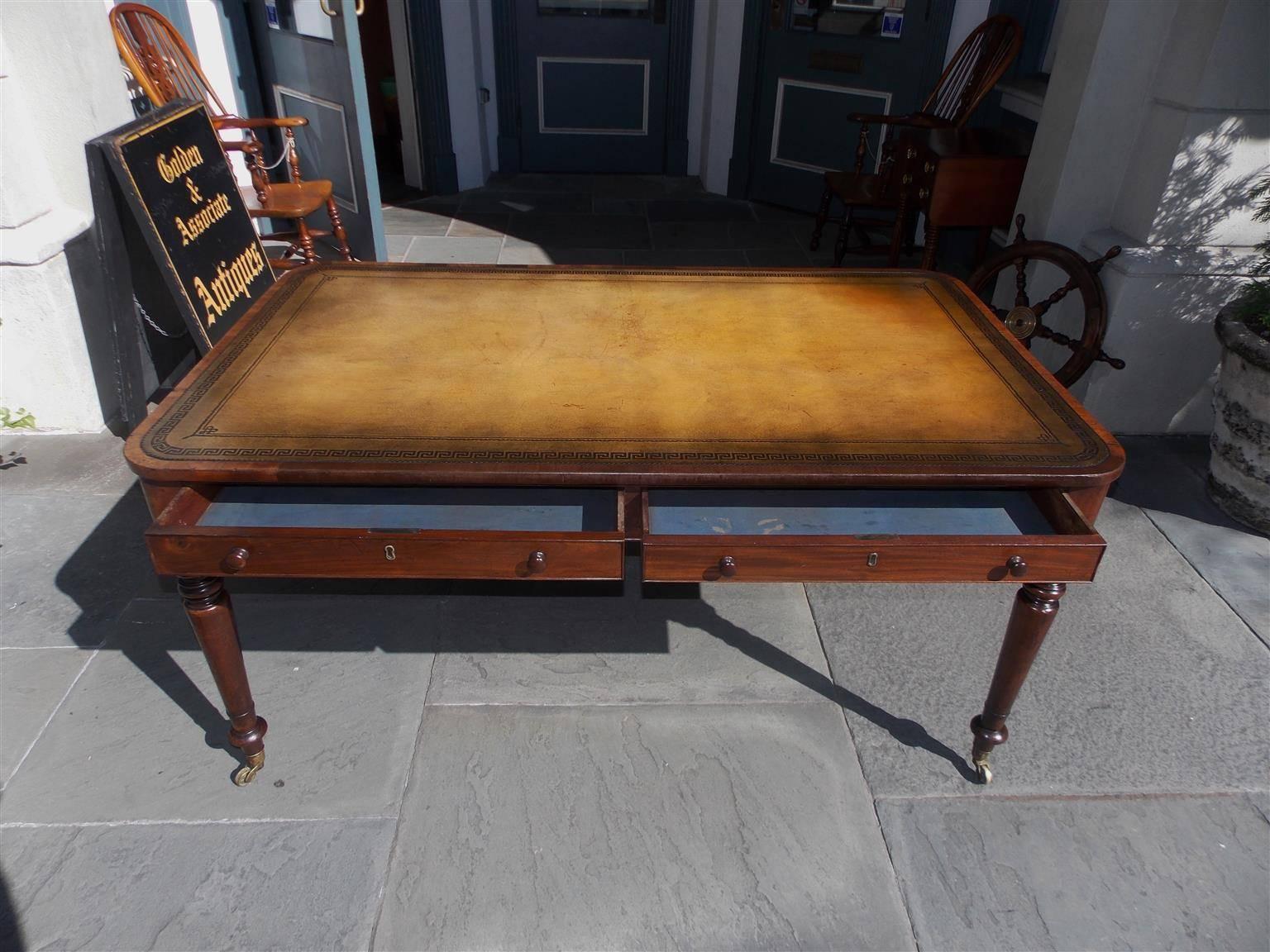 English Mahogany Leather Top Writing Desk.  Circa 1820 In Excellent Condition In Hollywood, SC