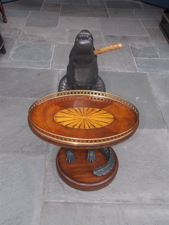 Cast Resin Alligator with Oval Marquetry Gallery Tray, 20th Century at ...