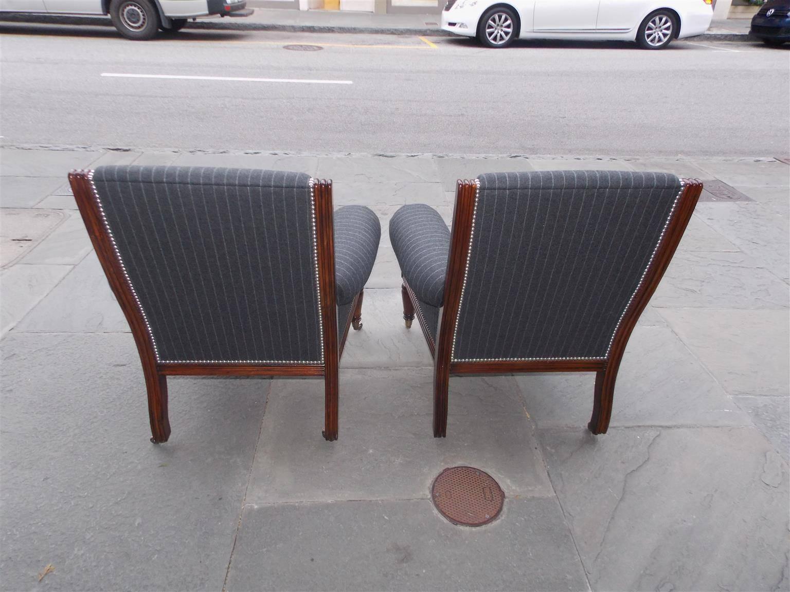 Pair of American Mahogany Upholstered Club Chairs, 20th Century 3