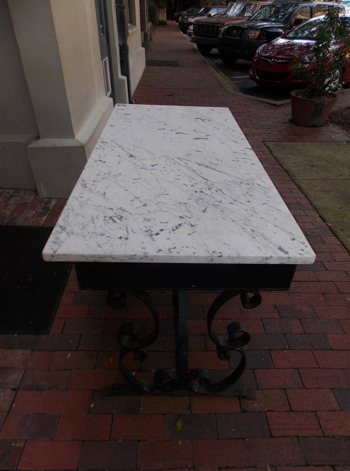 American Wrought Iron and Marble-Top Console, Circa 1840 For Sale 2