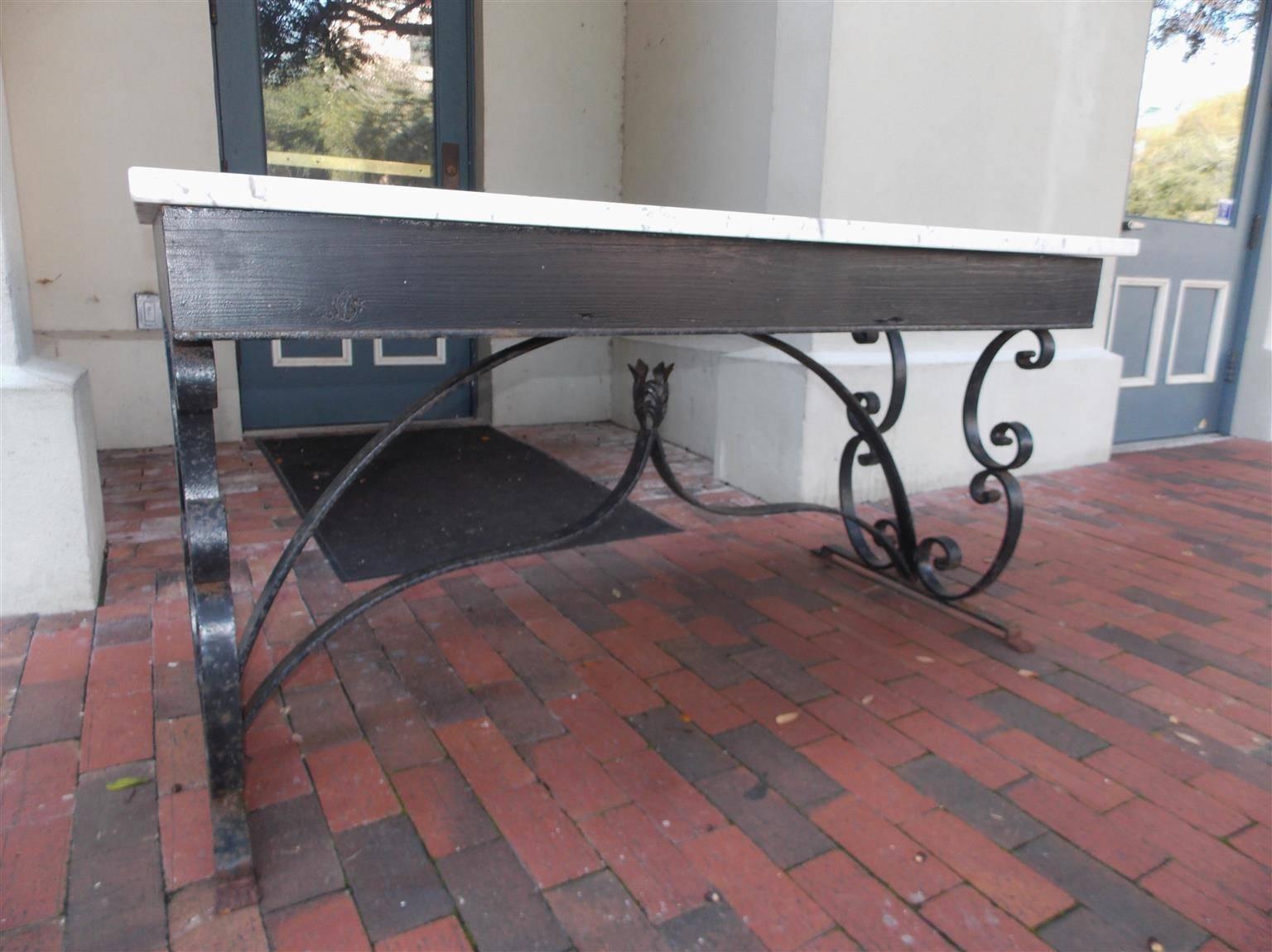 American Wrought Iron and Marble-Top Console, Circa 1840 In Excellent Condition For Sale In Hollywood, SC