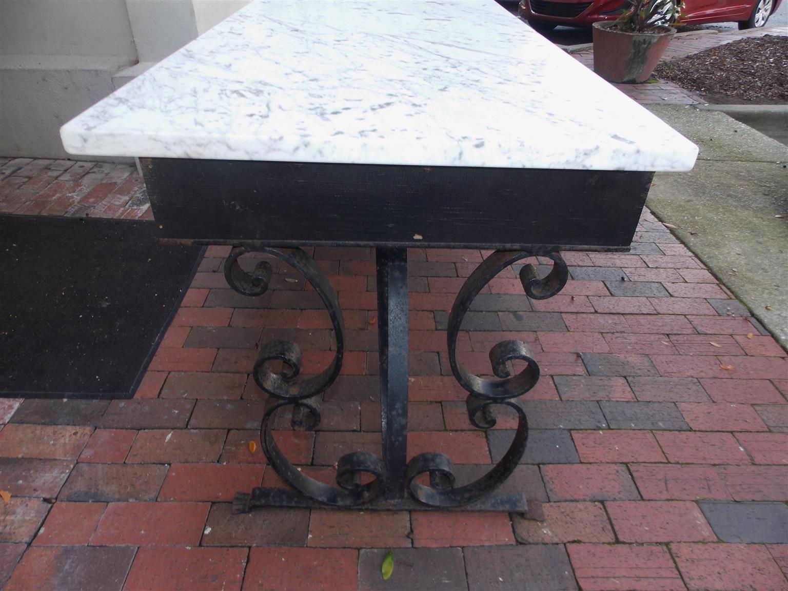 American Wrought Iron and Marble-Top Console, Circa 1840 For Sale 3