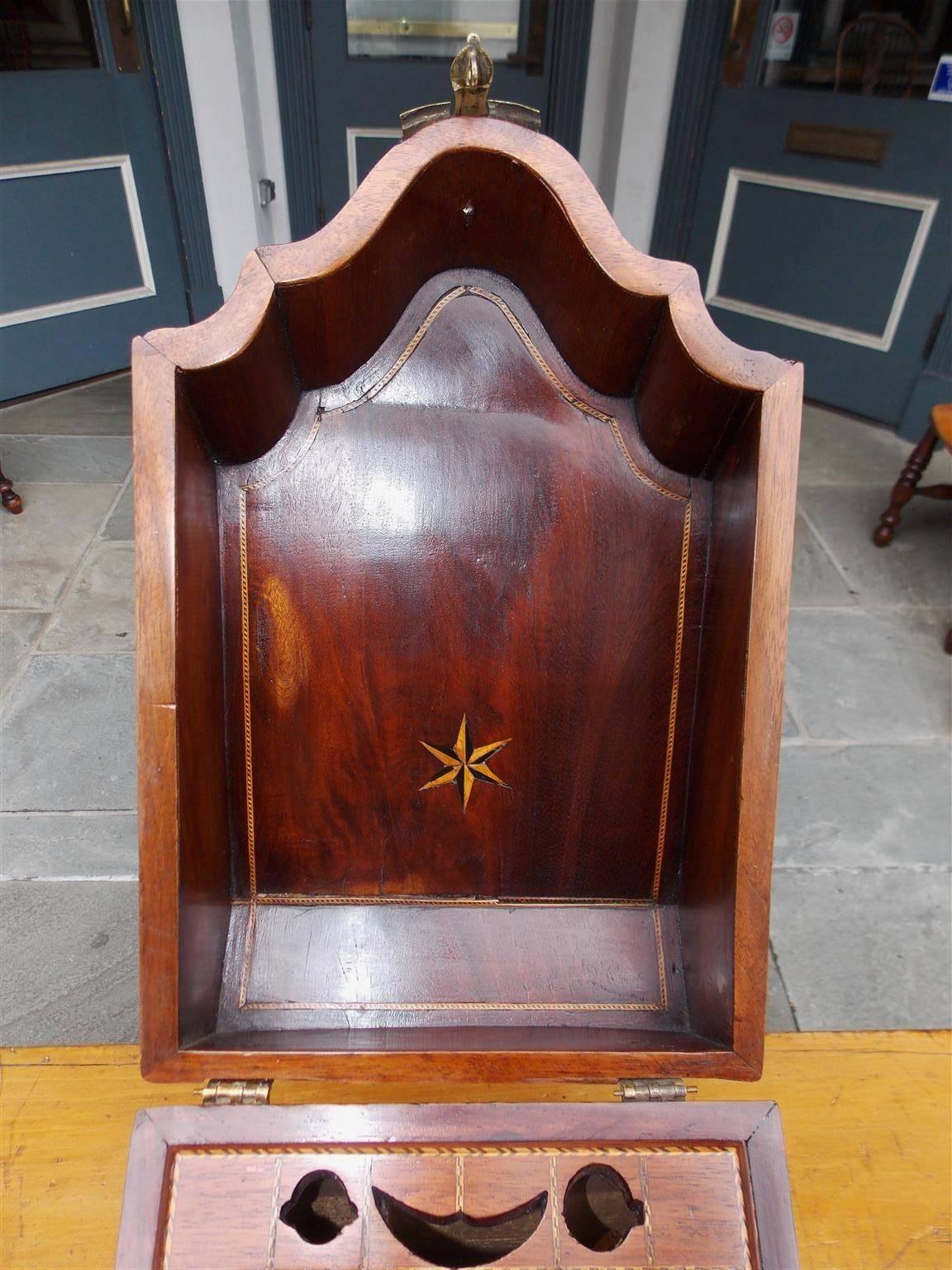 English Georgian Mahogany Inlaid Single Knife Box, Circa 1770 In Excellent Condition In Hollywood, SC