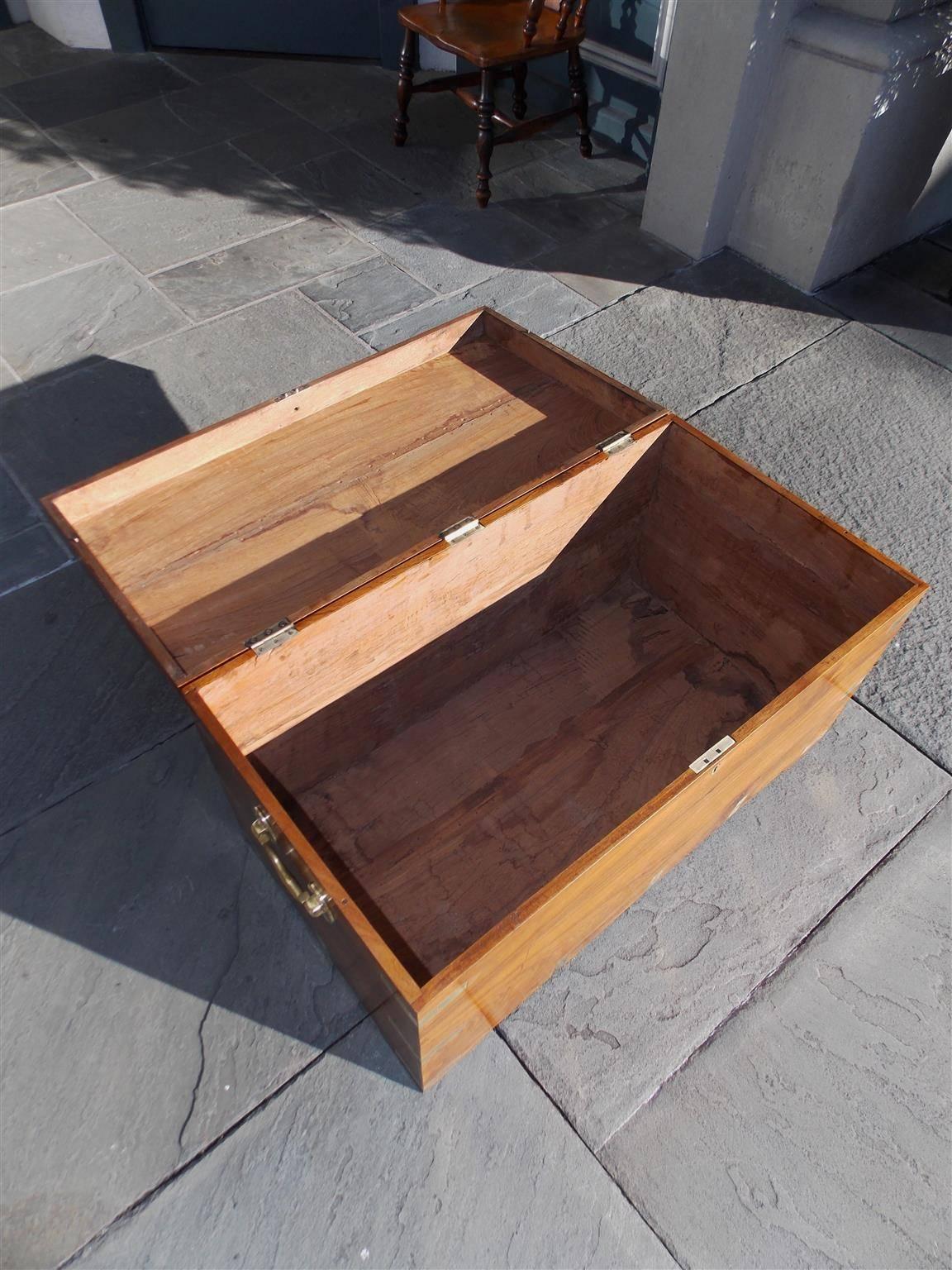 American  Brass Mounted Teak Campaign Trunk, Circa 1790 1