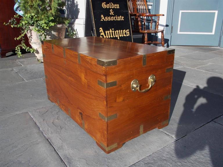 Carved American  Brass Mounted Teak Campaign Trunk, Circa 1790 For Sale