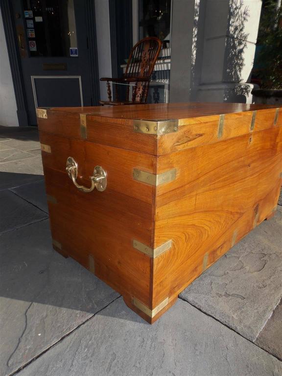 American Colonial American  Brass Mounted Teak Campaign Trunk, Circa 1790 For Sale