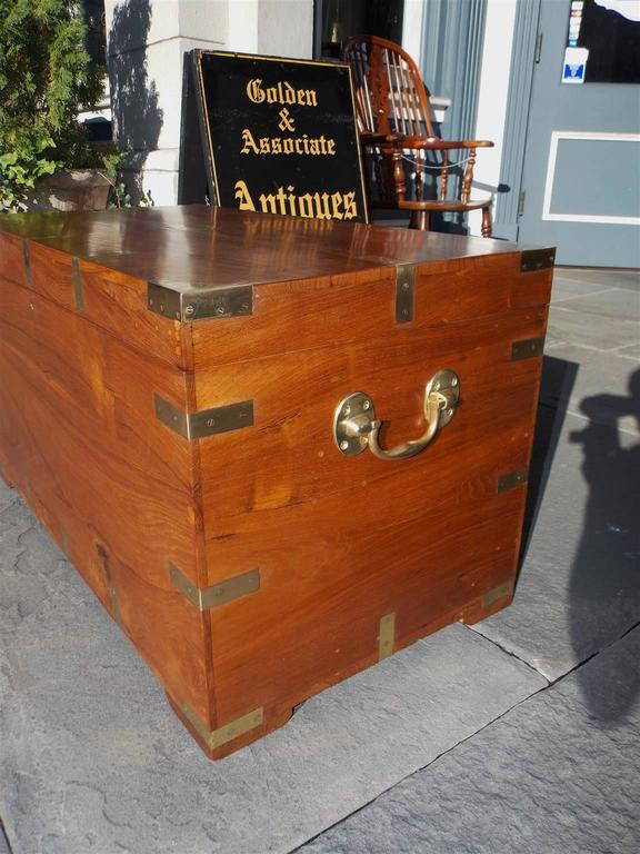 American  Brass Mounted Teak Campaign Trunk, Circa 1790 In Excellent Condition For Sale In Charleston, SC