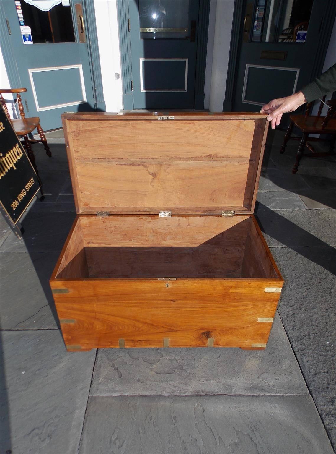 Late 18th Century American  Brass Mounted Teak Campaign Trunk, Circa 1790