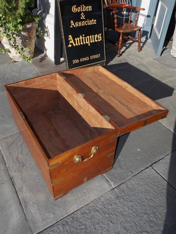 American  Brass Mounted Teak Campaign Trunk, Circa 1790 For Sale 3