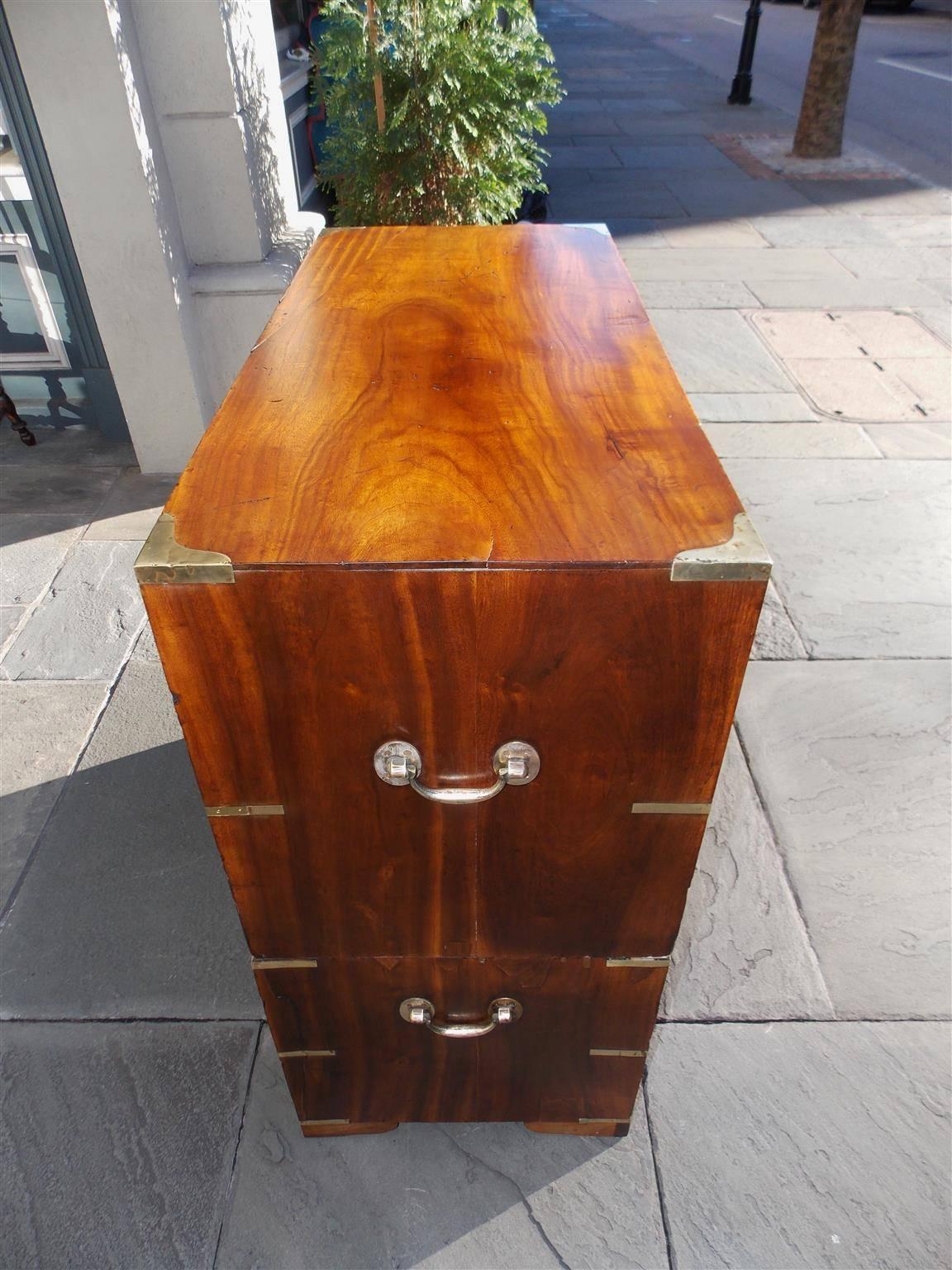 English Camphor Wood Military Campaign Chest with Recessed Brasses, C. 1815 In Excellent Condition In Hollywood, SC