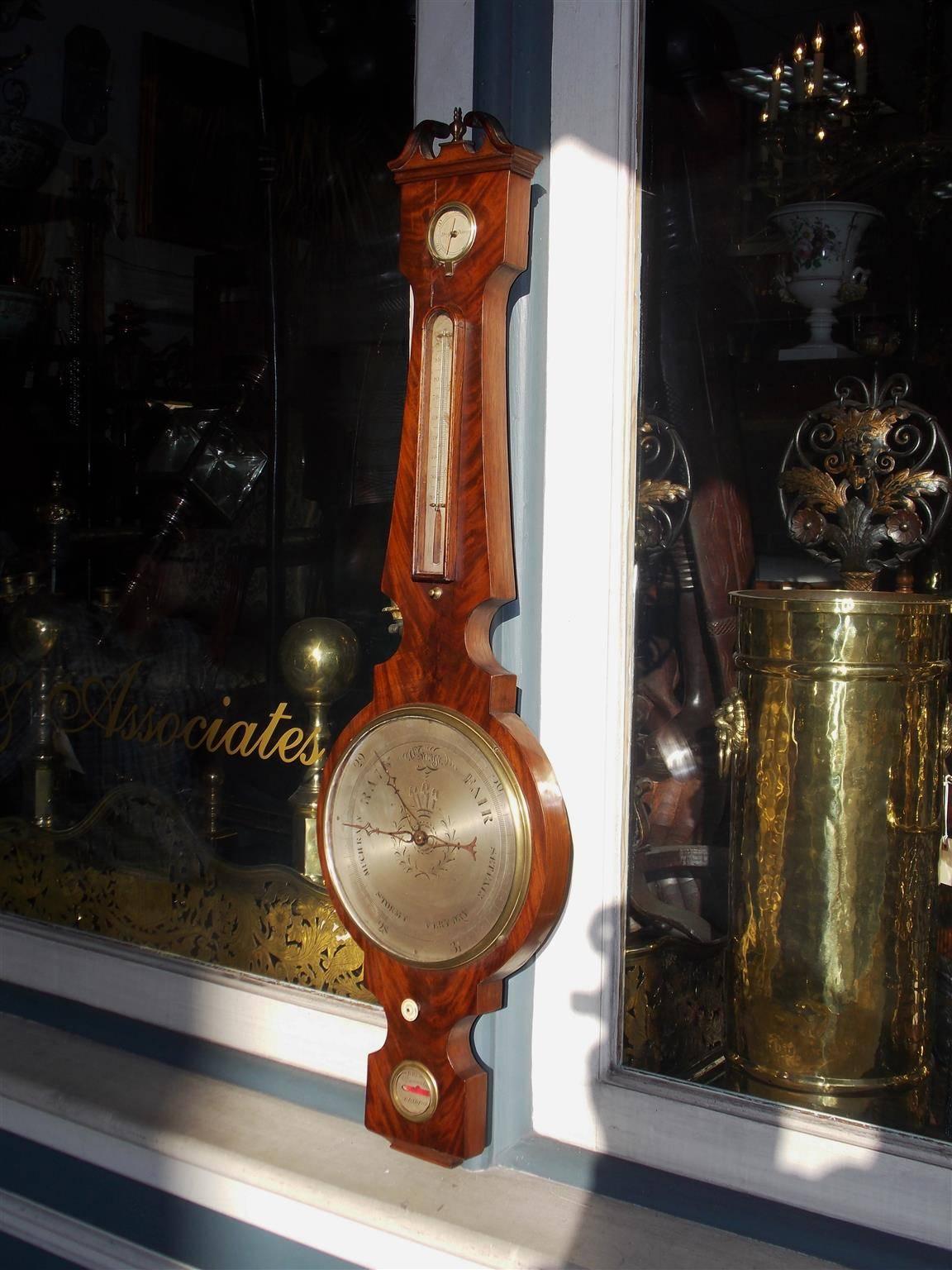 George III English Mahogany Prince of Wales Banjo Barometer, Circa 1820 For Sale
