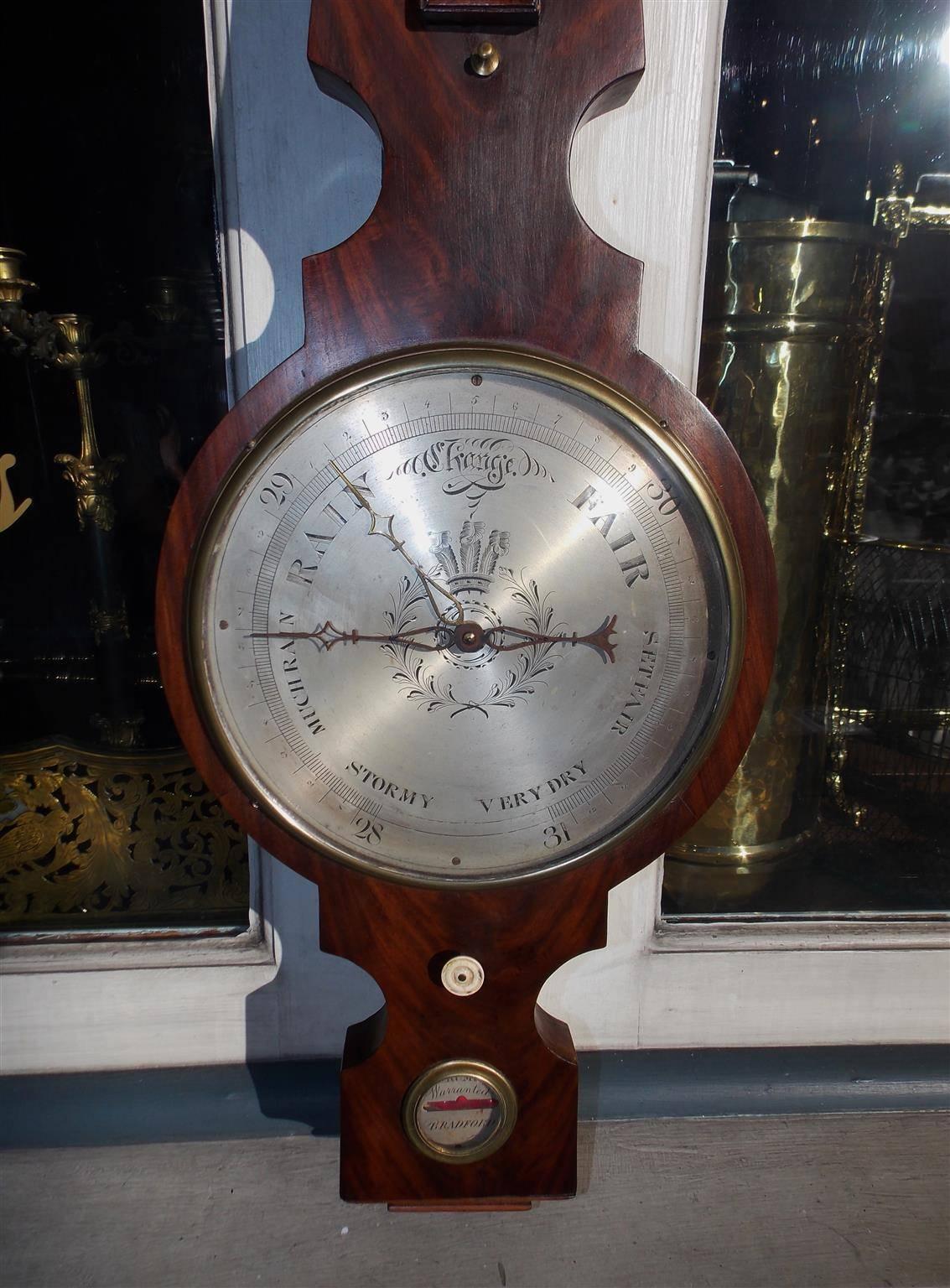 English Mahogany Prince of Wales Banjo Barometer, Circa 1820 In Excellent Condition For Sale In Hollywood, SC