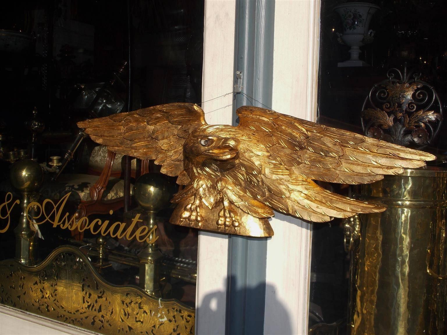 American Empire American Gilt Carved Wood Perched Eagle, Circa 1830