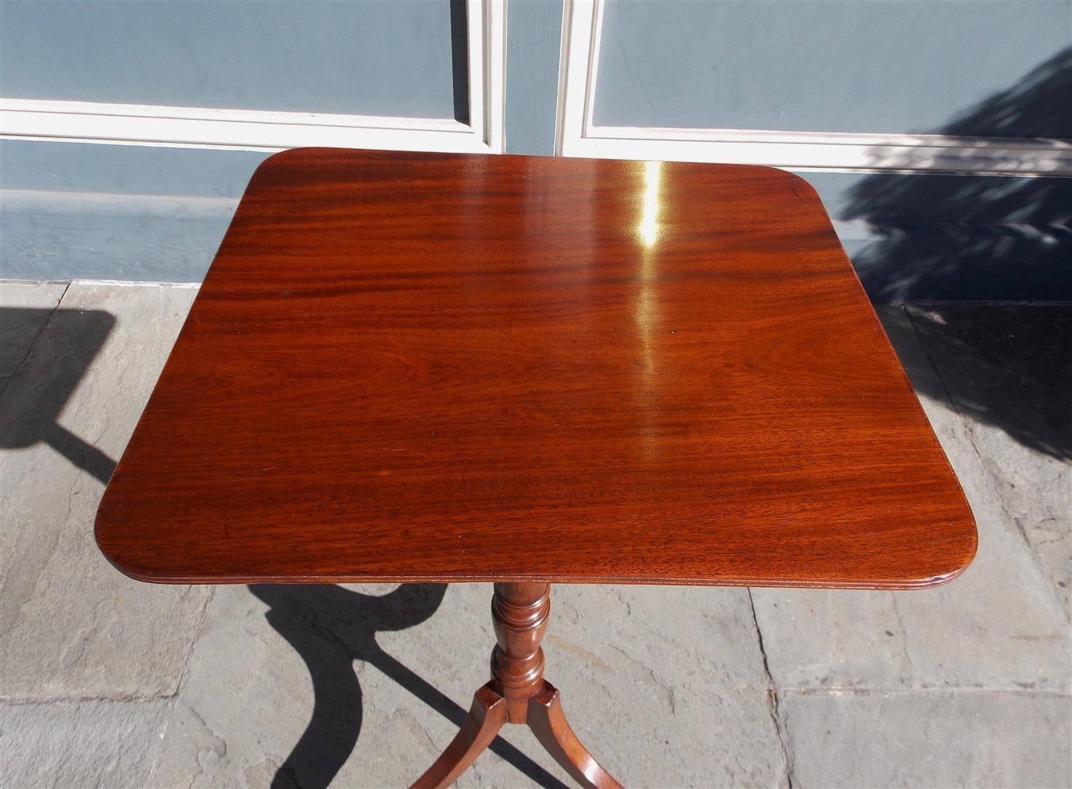 American Colonial American Mahogany Tilt Top Candle Stand. Circa 1810