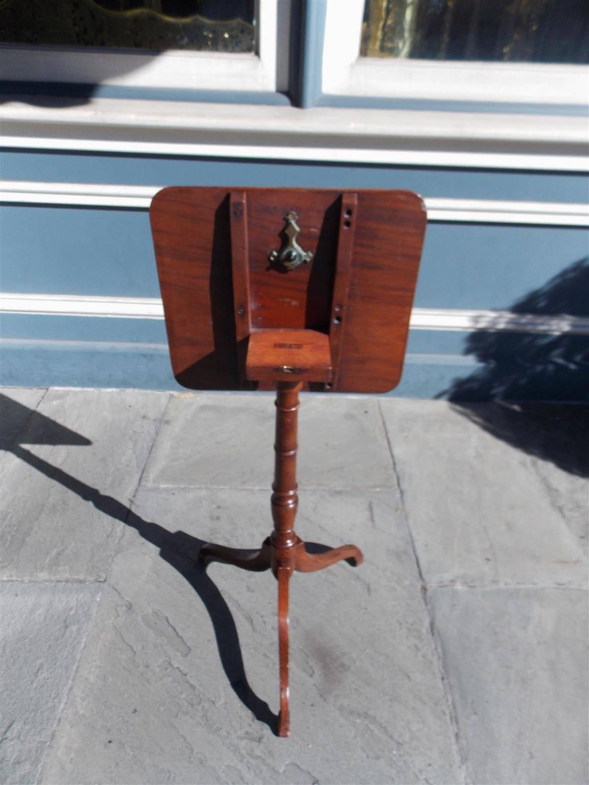 Early 19th Century American Mahogany Tilt Top Candle Stand. Circa 1810