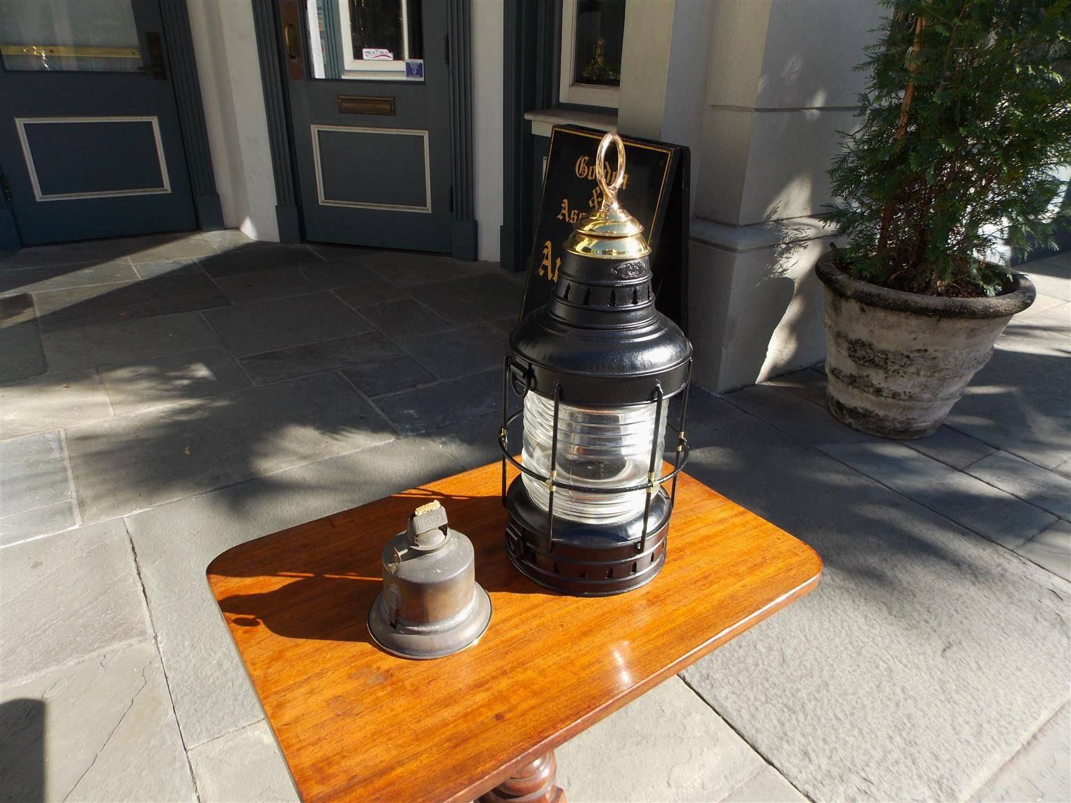 American Empire American Polished Steel and Brass Single Anchor Lantern, Circa 1880 For Sale