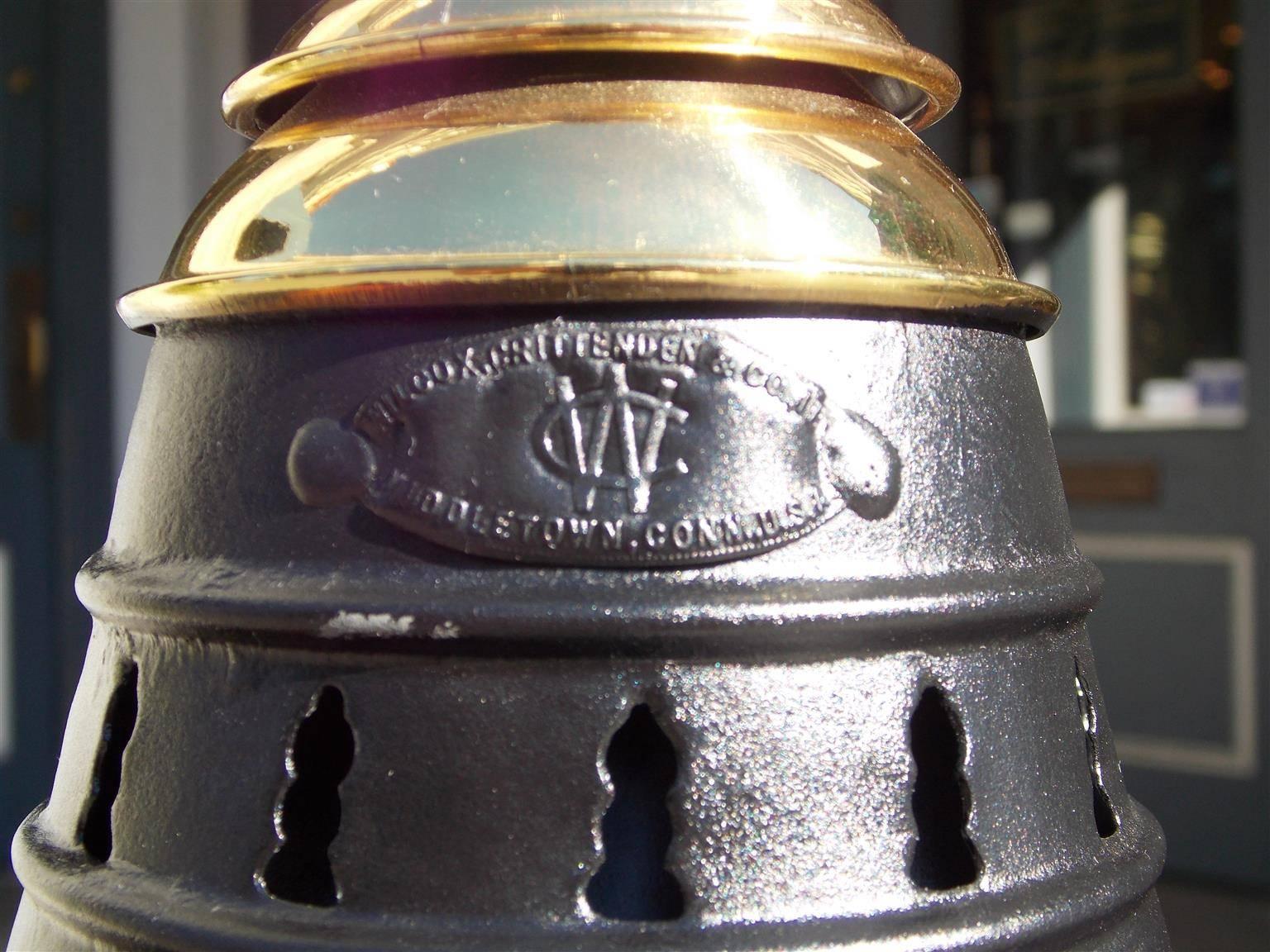 American Polished Steel and Brass Single Anchor Lantern, Circa 1880 For Sale 3