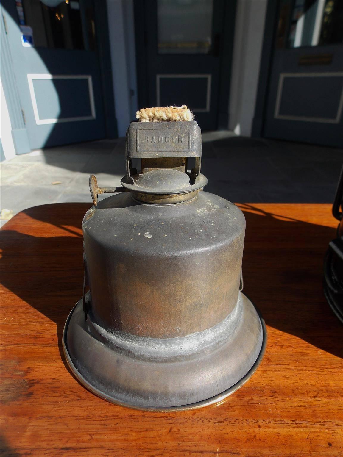 Late 19th Century American Polished Steel and Brass Single Anchor Lantern, Circa 1880 For Sale