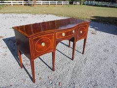 English Mahogany Serpentine Inlaid Sideboard, Circa 1800