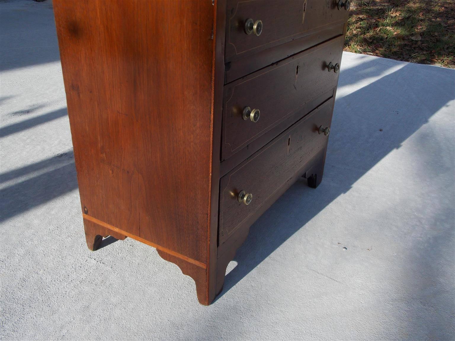 Late 18th Century American Chippendale Walnut and Mahogany Inlaid Miniature Chest, Circa 1770 For Sale