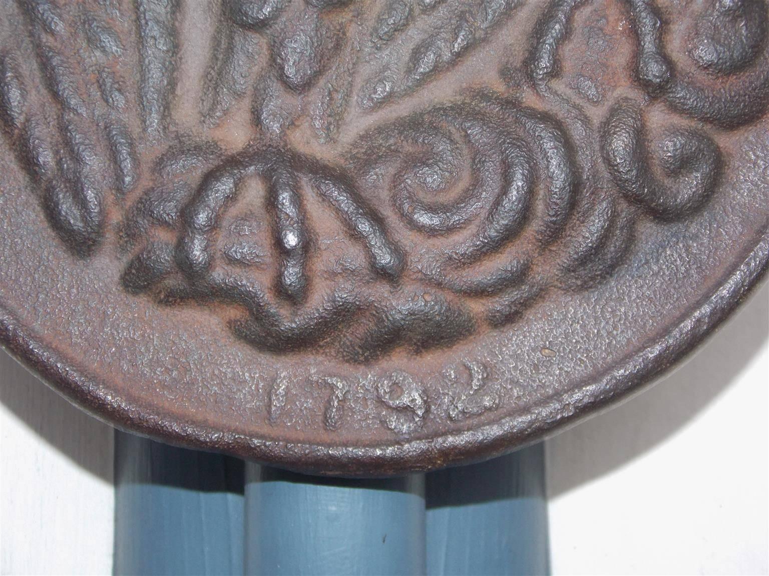 American Oval Cast Iron Perched Eagle Fire Mark Stamped 1792 , INA