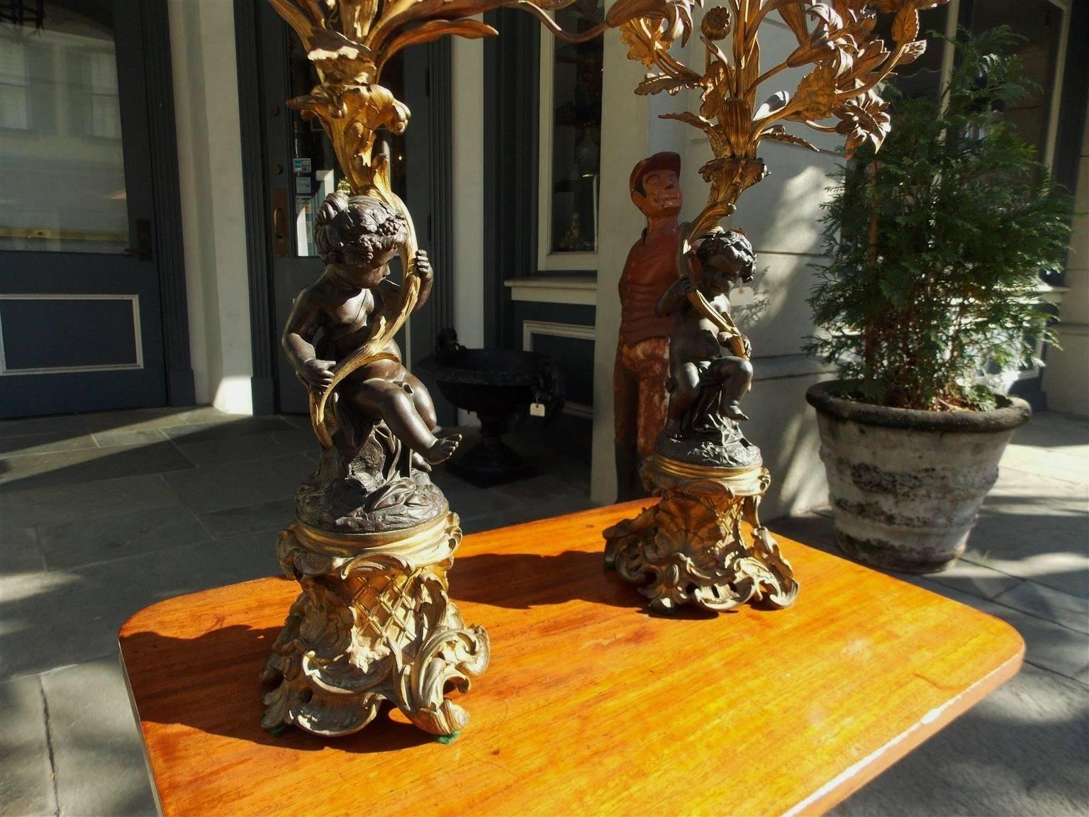 Mid-19th Century Pair of French Ormolu and Bronze Figural Candelabras, Circa 1830