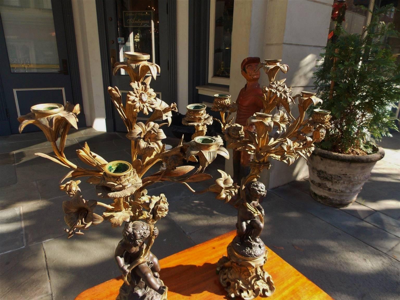 Pair of French Ormolu and Bronze Figural Candelabras, Circa 1830 In Excellent Condition In Hollywood, SC