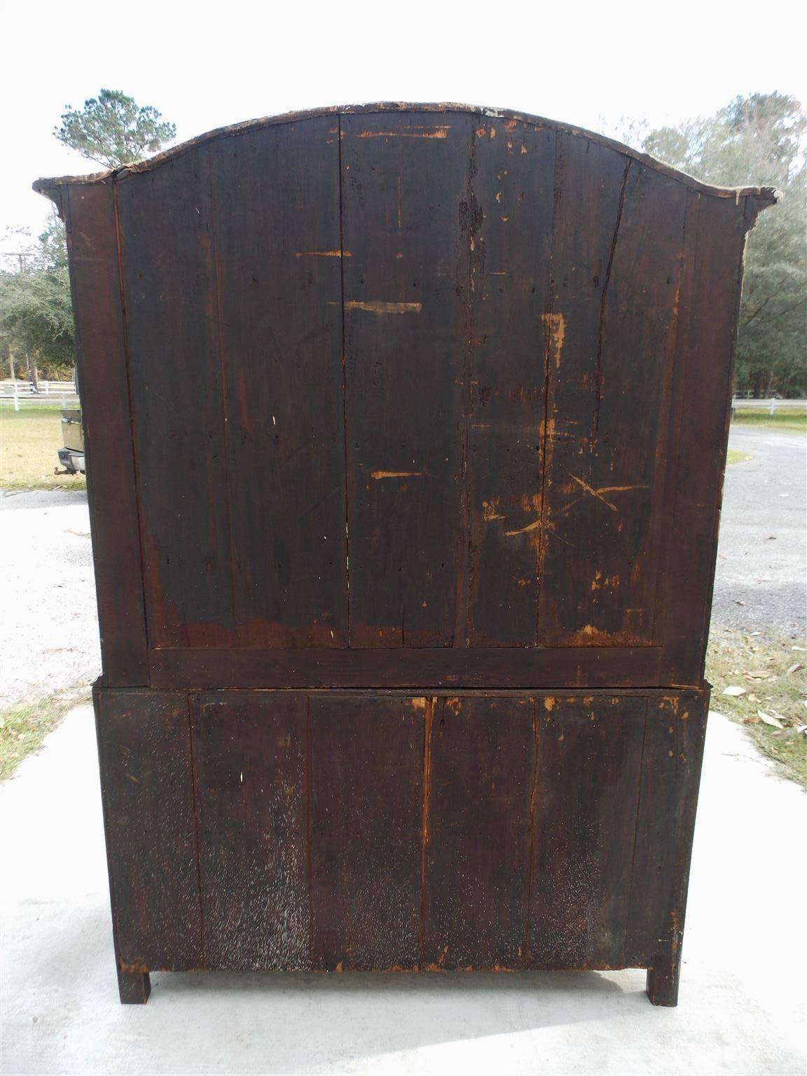 French Provincial Walnut Flanking Glass & Cabinet Arched Dome Cupboard, C. 1780 For Sale 4