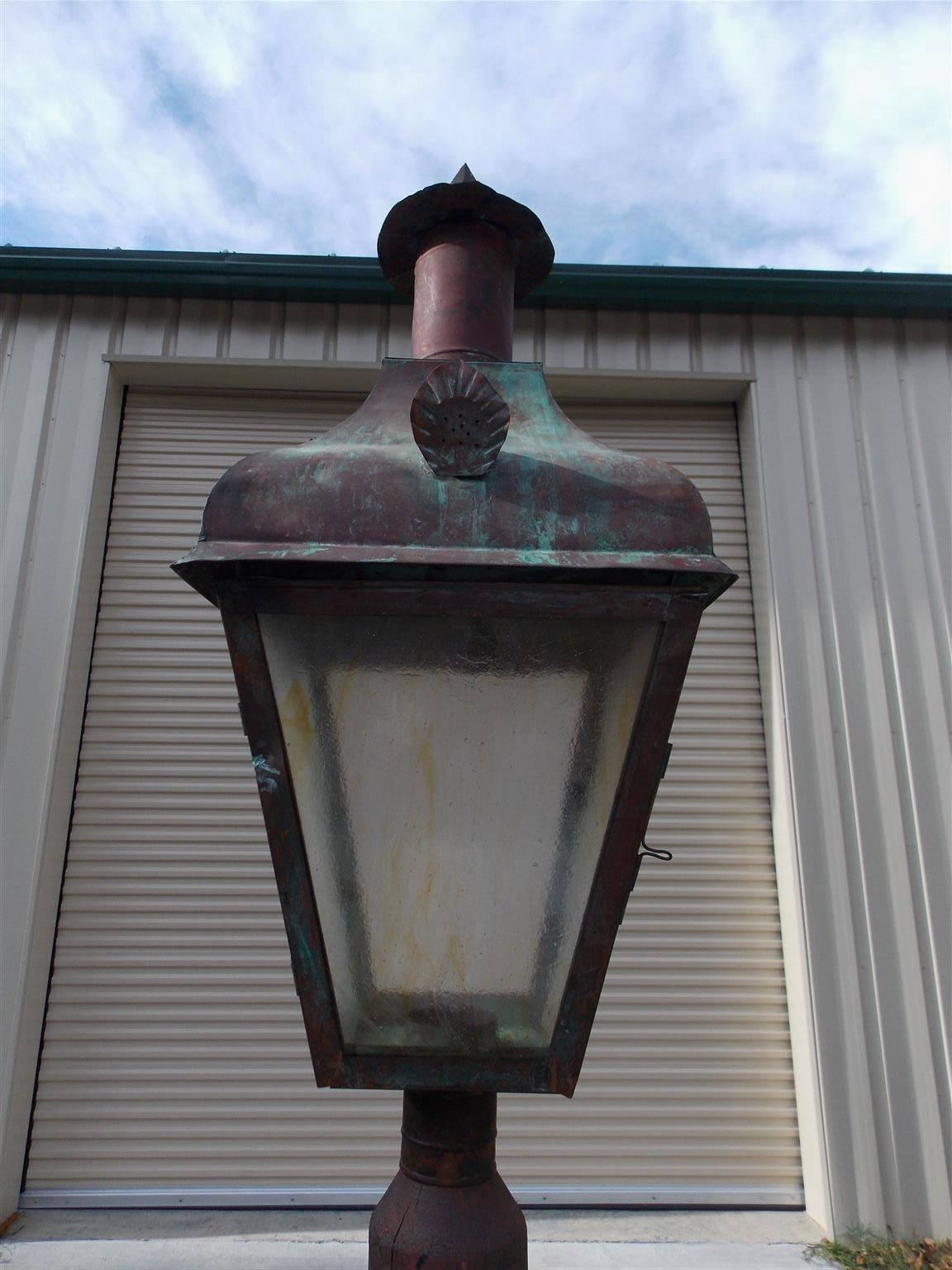 American Empire American Copper Street Lantern in Wooden Barrel, Sturbridge, MA., Circa 1820 For Sale