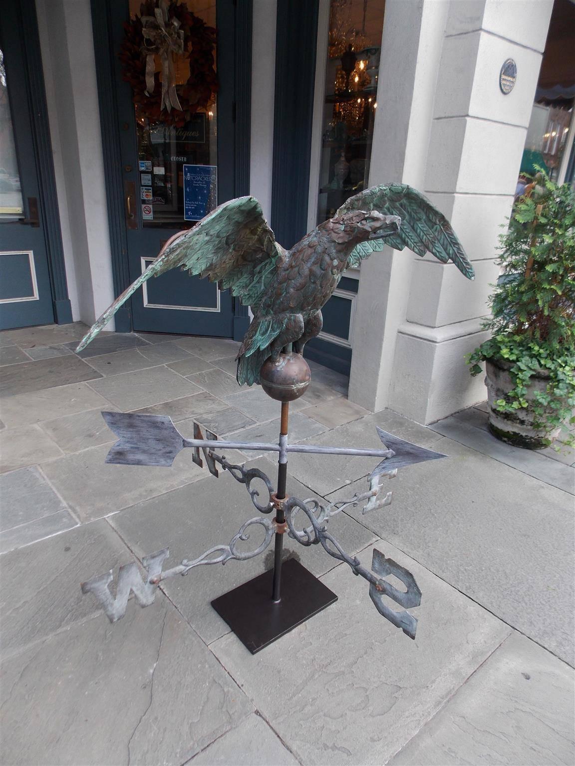 American Empire American Full Bodied Copper Eagle Directional Weather Vane, Circa 1883