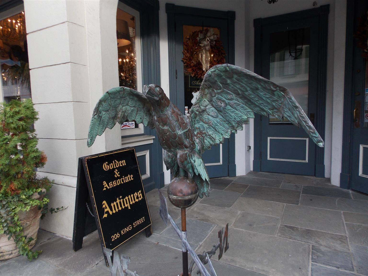 Hammered American Full Bodied Copper Eagle Directional Weather Vane, Circa 1883
