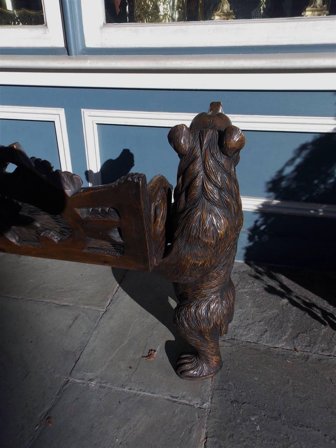 Early 20th Century Switzerland Black Forest Carved Bear Bench, Circa 1900