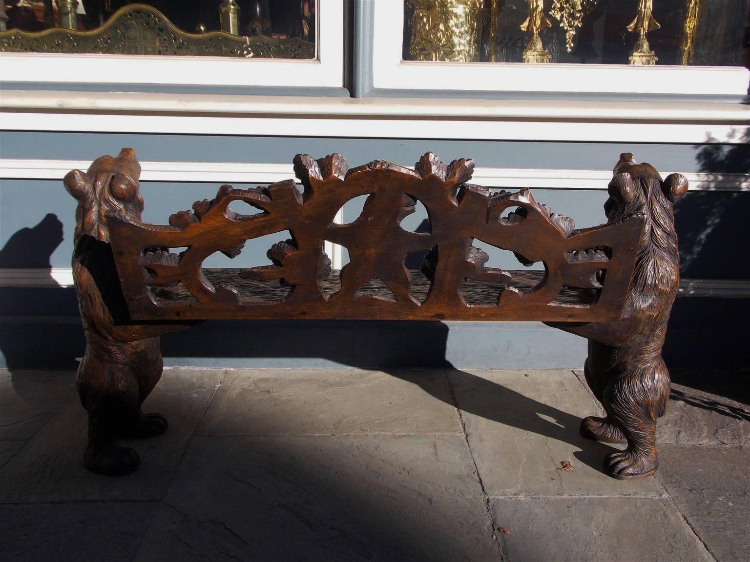 Switzerland Black Forest Carved Bear Bench, Circa 1900 In Excellent Condition In Charleston, SC